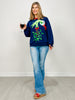 Queen of Sparkles Navy Grinch Mistletoe Hand Sweatshirt