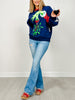Queen of Sparkles Navy Grinch Mistletoe Hand Sweatshirt