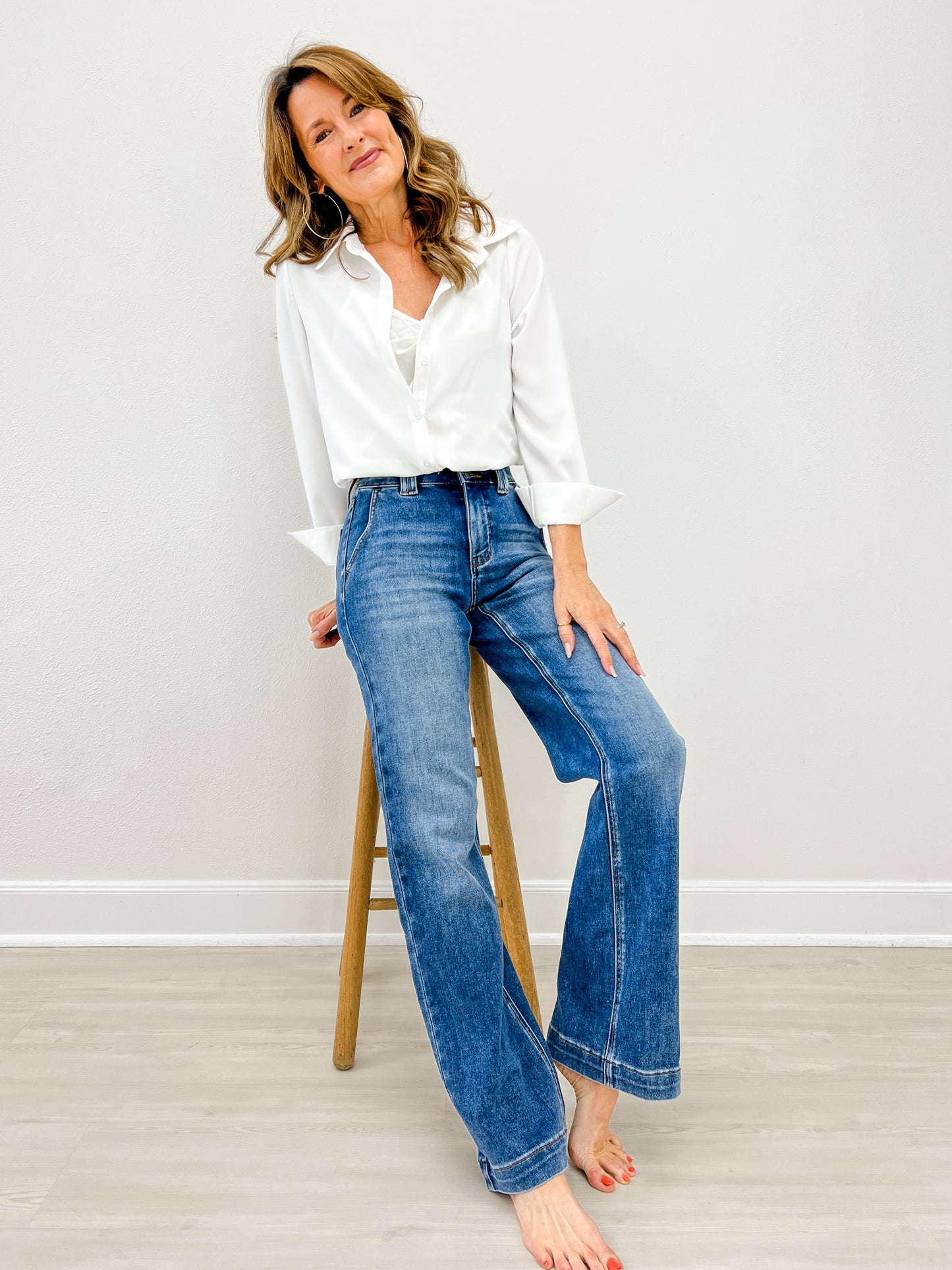 Avery Denim The Tailored Trouser - Classic Blue