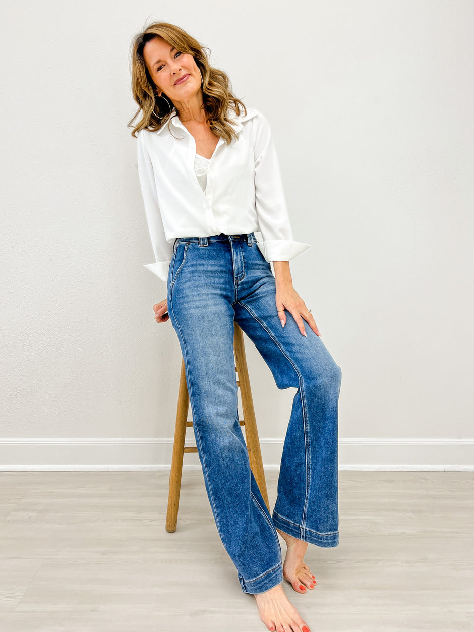 Avery Denim The Tailored Trouser - Classic Blue