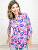 Promise Me A Rose Garden Lizzy Top with 3/4 Inch Sleeves and V-Neckline