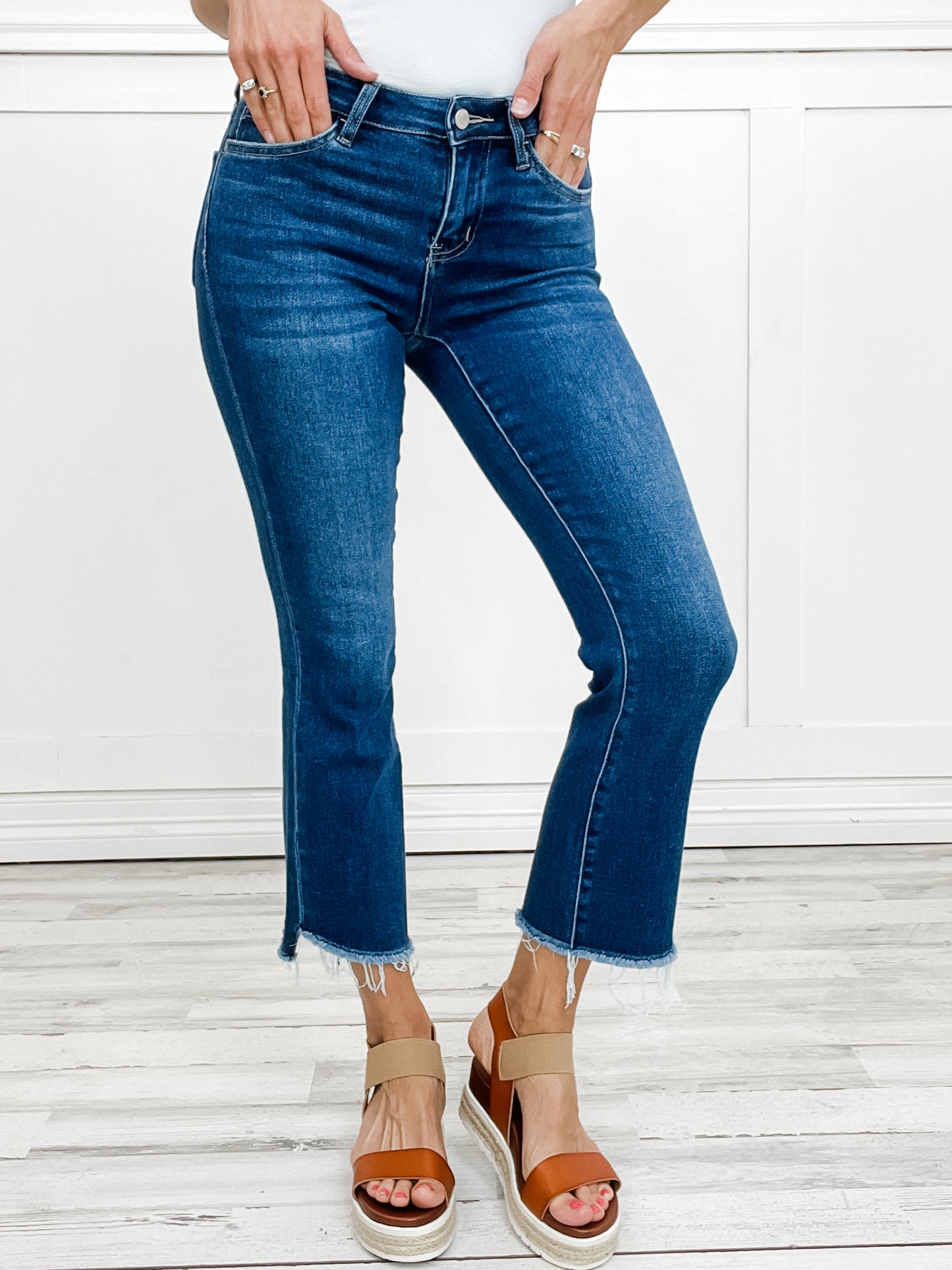 LOVERVET by VERVET Mid Rise Cropped Flare Denim Jeans