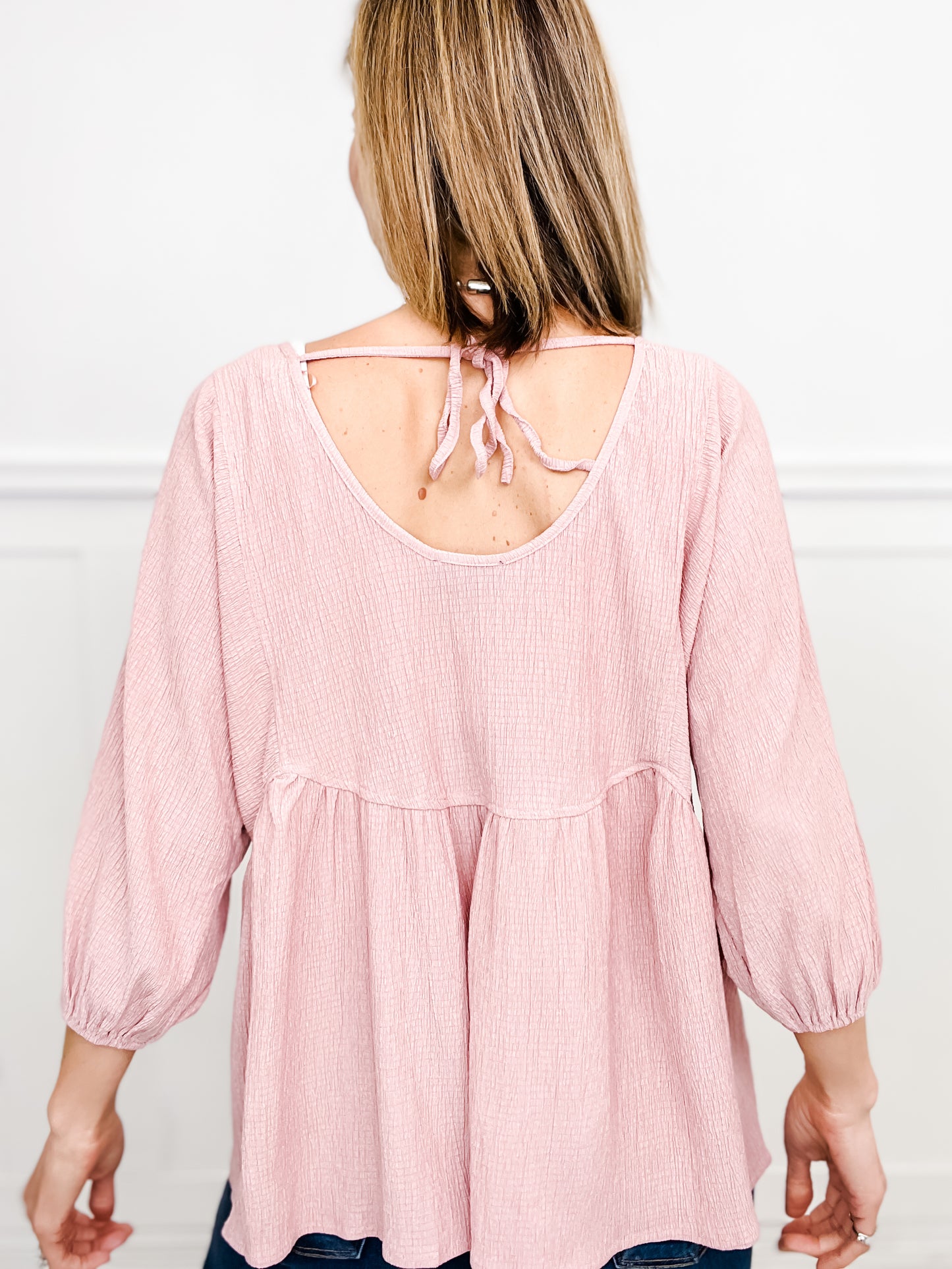 Sweet As Pie Oversized Babydoll Textured Top