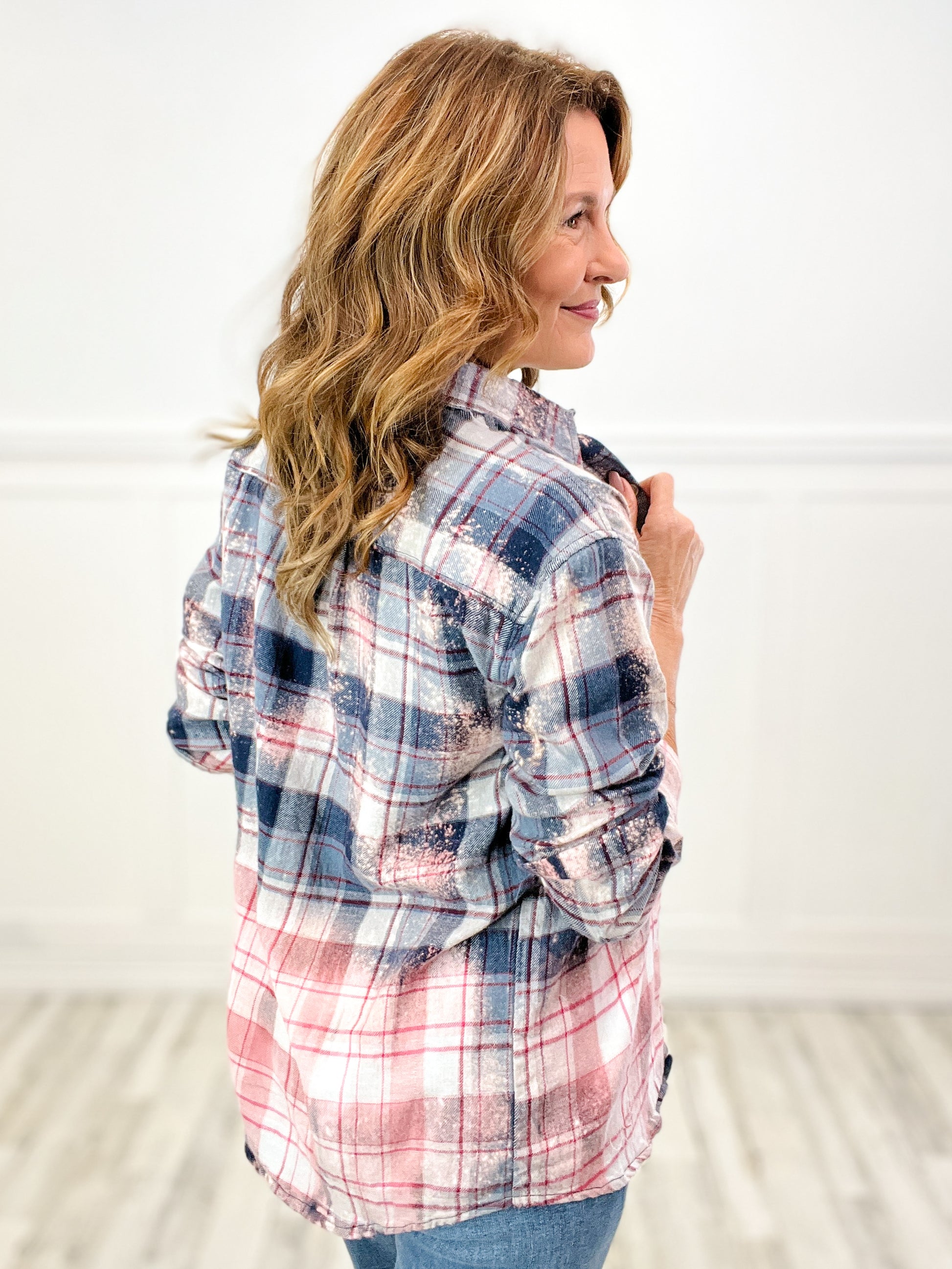 Old Glory Flannel Top with Dip Splatter