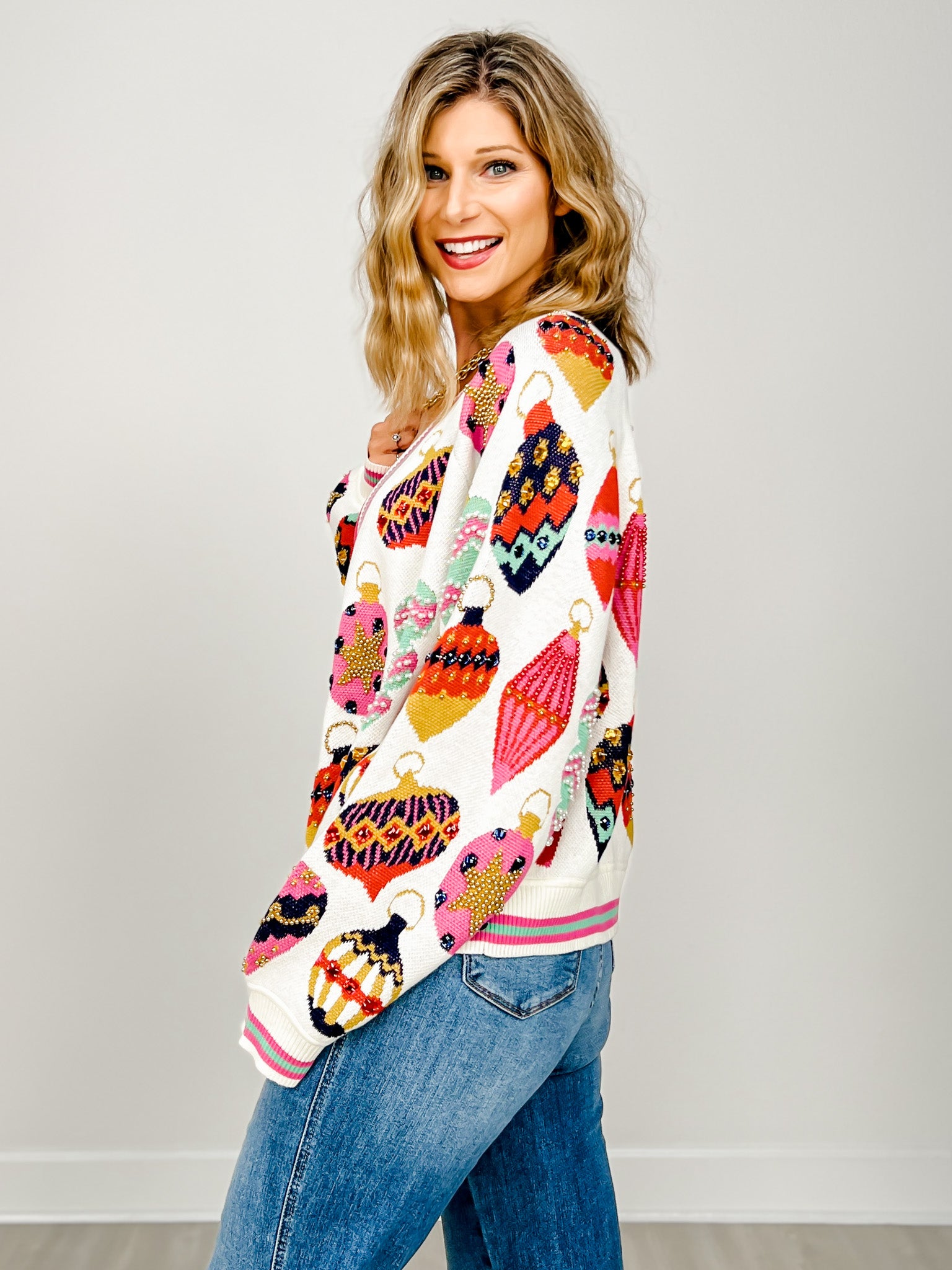 Queen of Sparkles Beige Multi Ornament Cardigan