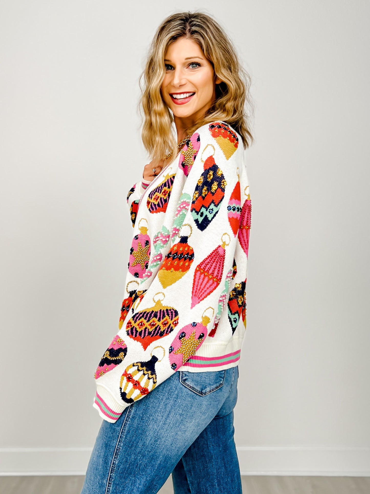 Queen of Sparkles Beige Multi Ornament Cardigan