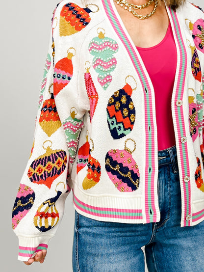 Queen of Sparkles Beige Multi Ornament Cardigan