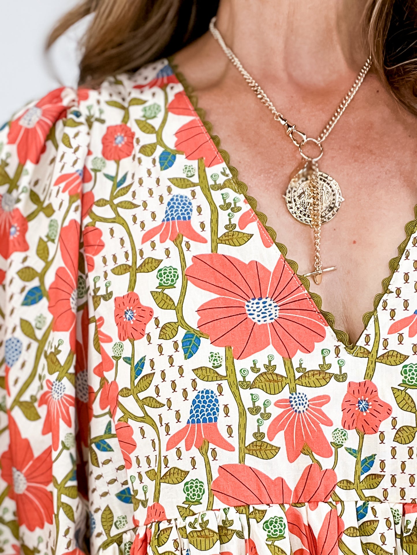 Floral Print V-Neck Mini Dress