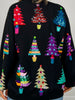Queen of Sparkles Black Colorblock Trees Cardigan