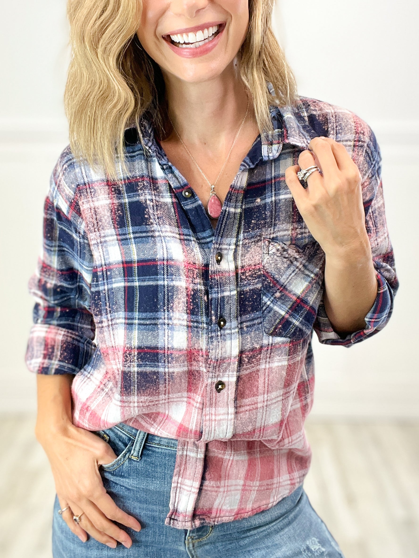 Merica Bleached Flannel Top