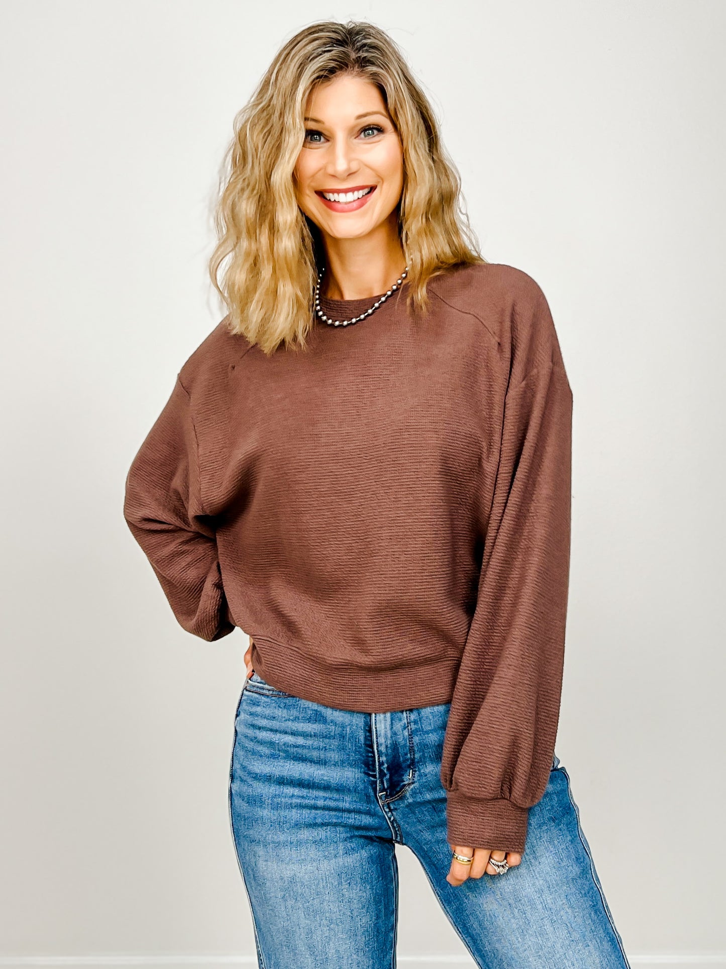 Cloudy Knit Long Sleeve Crop Top