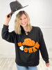 "Boo Haw" Letter and Cowboy Hat Loose Fit Sweatshirt