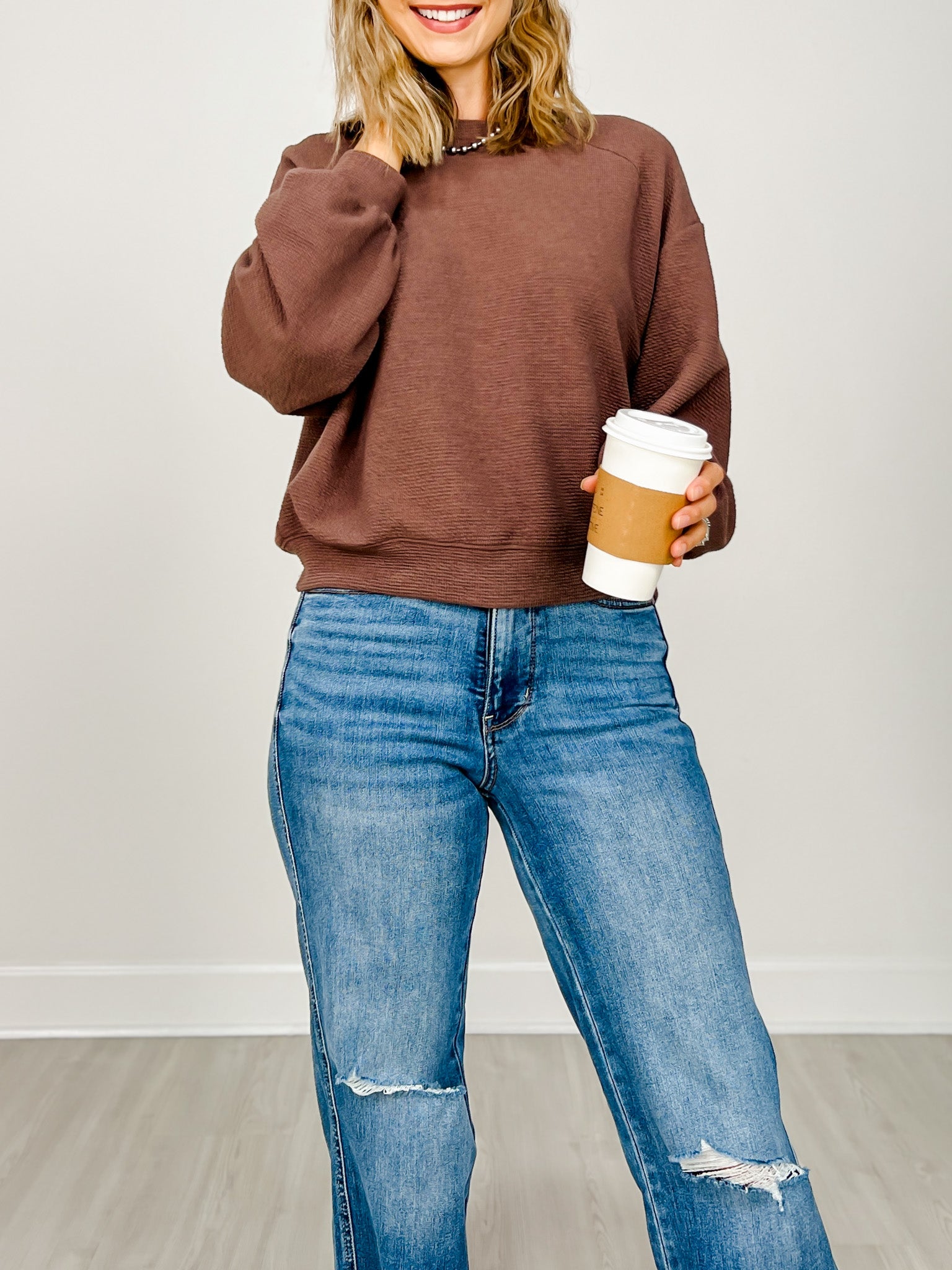 Cloudy Knit Long Sleeve Crop Top