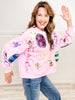 Queen of Sparkles Pink Skeleton Disco Party Sweatshirt