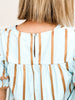 Enchanted Striped Ruffle Sleeve Top with V-Neckline