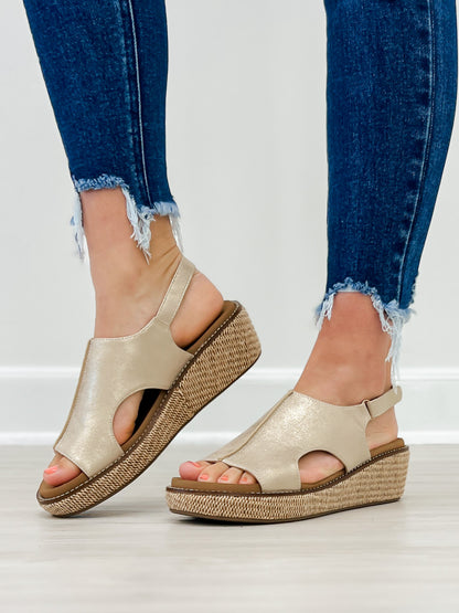 Corkys Volta II Wedge Sandals in Washed Gold