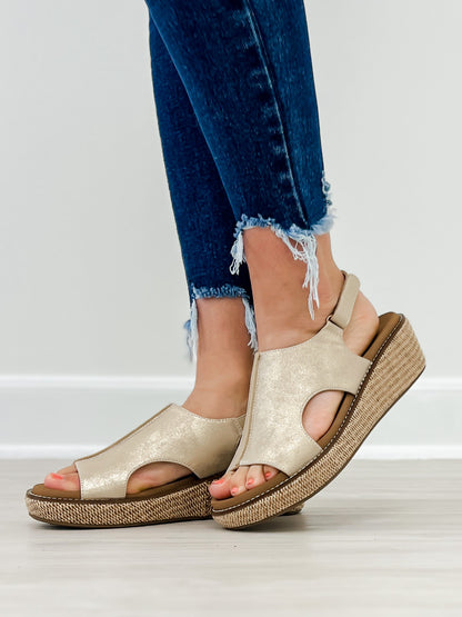 Corkys Volta II Wedge Sandals in Washed Gold