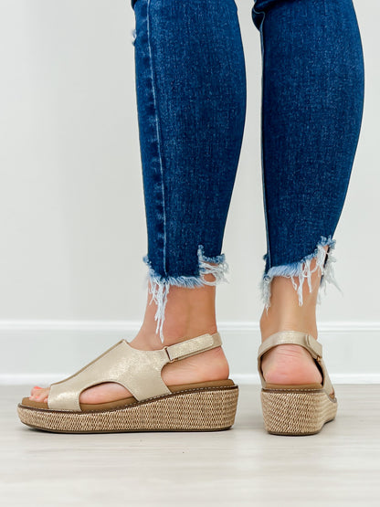 Corkys Volta II Wedge Sandals in Washed Gold