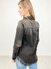 Denim Long Sleeve Button Down Frayed Hem Top