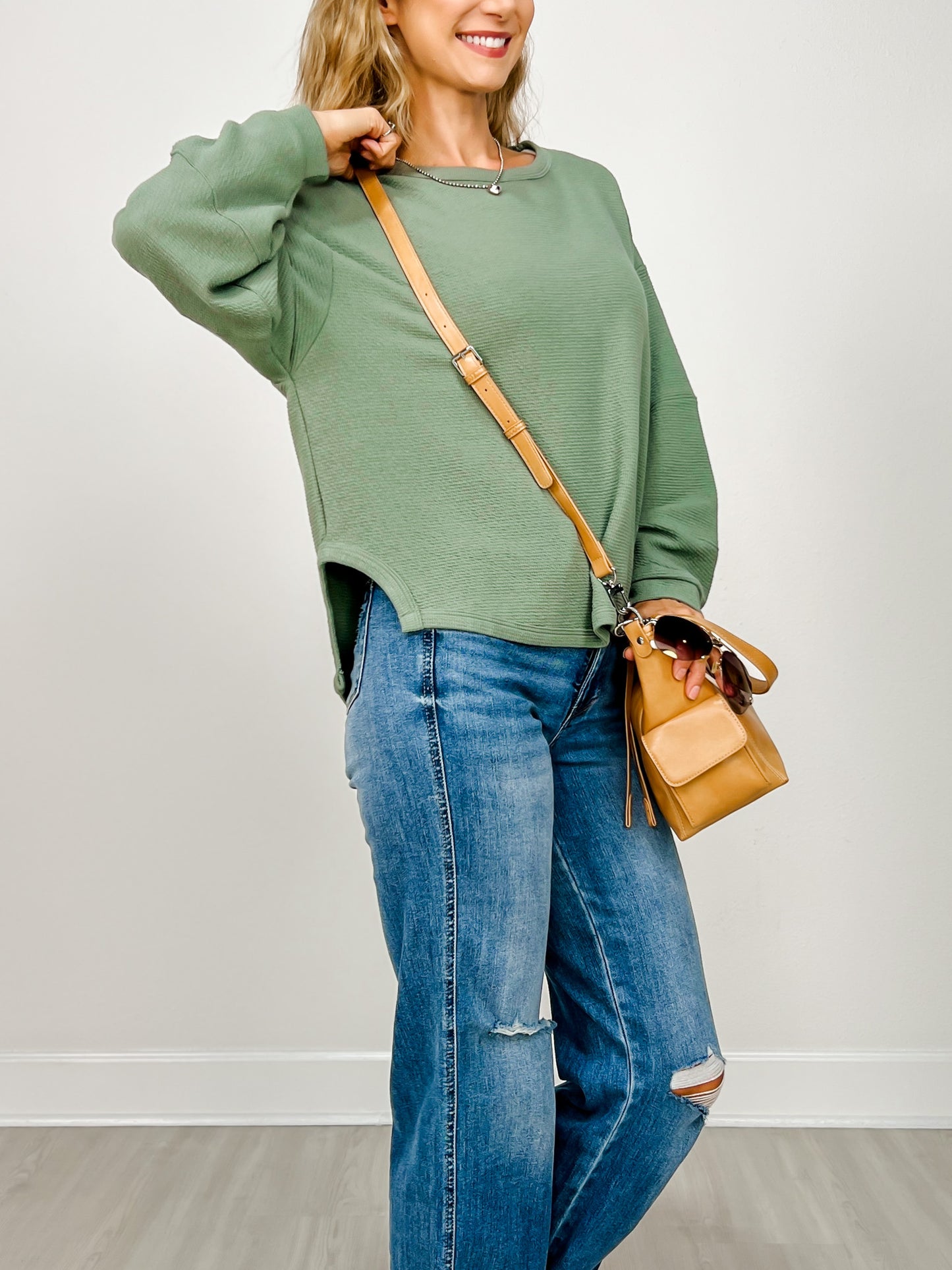 Cloudy Knit Ribbed Long Sleeve Top