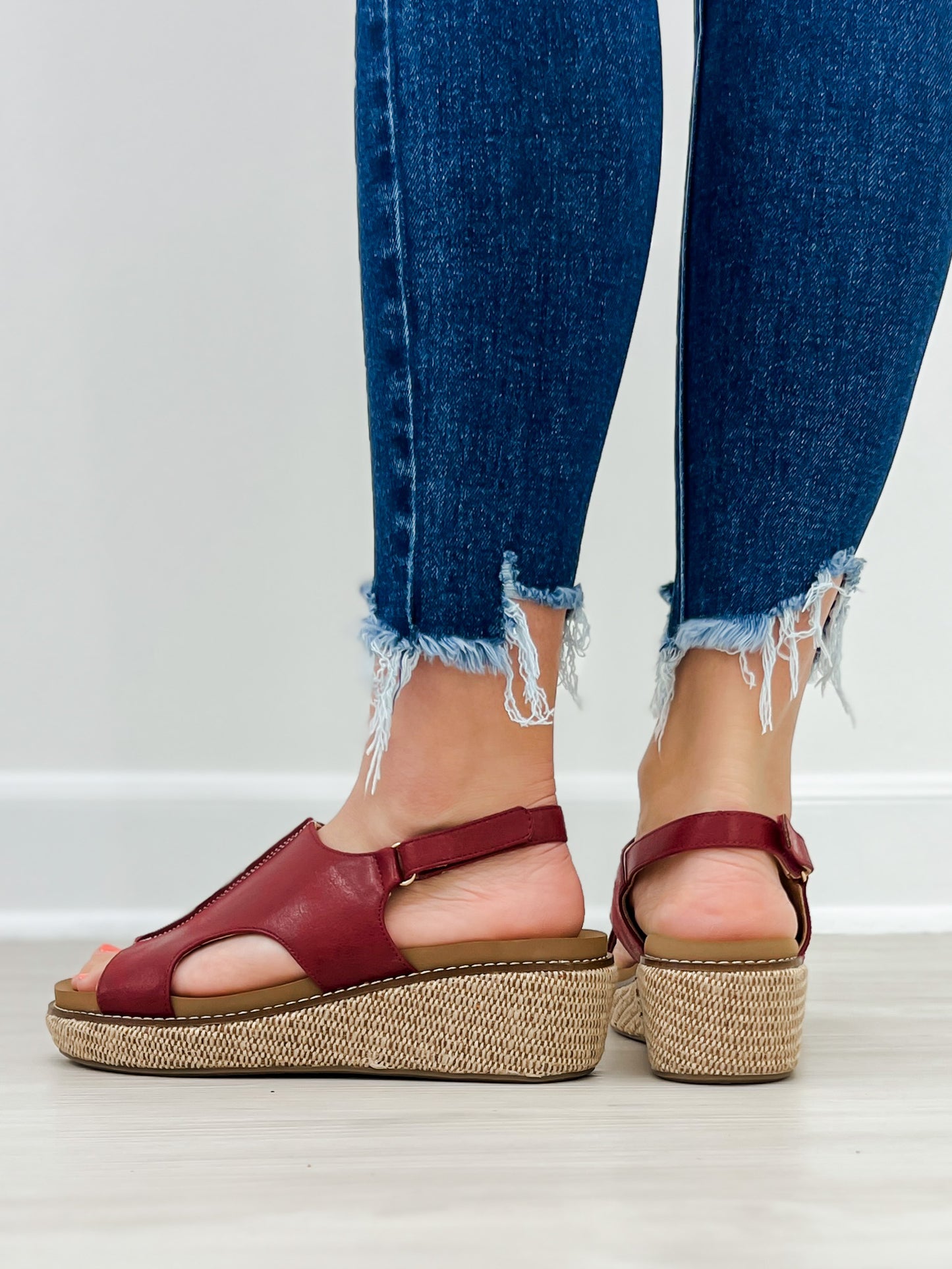 Corkys Volta II Wedge Sandals in Red Smooth