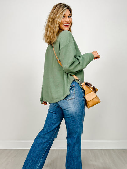 Cloudy Knit Ribbed Long Sleeve Top