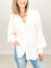 Linen Button Down Long Sleeve Collared Top