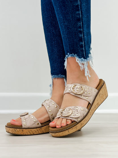 Corkys Told You So Double Buckle Sandals in Cream Crackle
