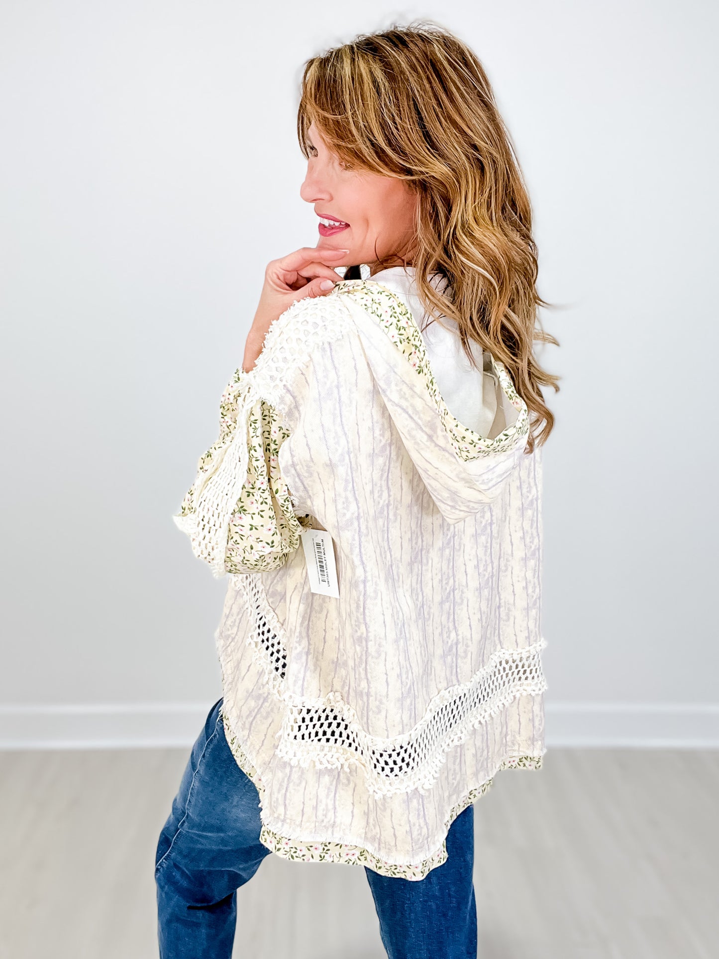 Vintage V-neck long sleeve floral print woven top