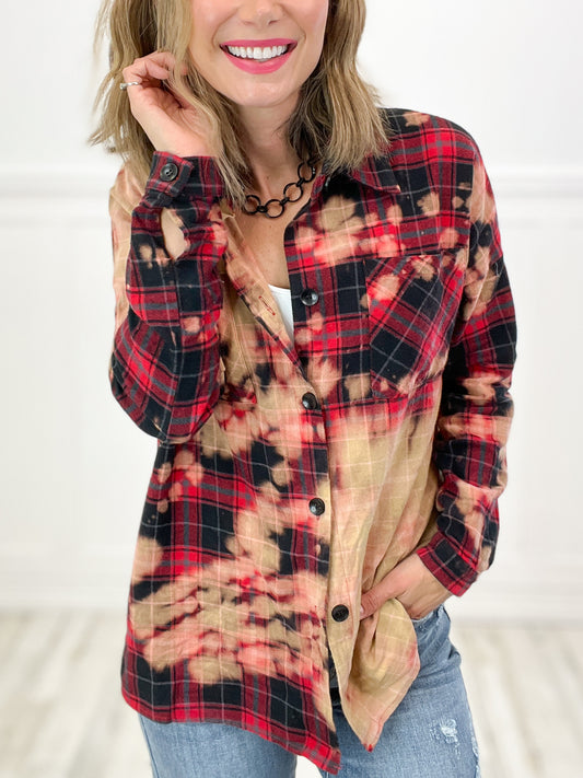 Long Sleeve Button Up Flannel Top