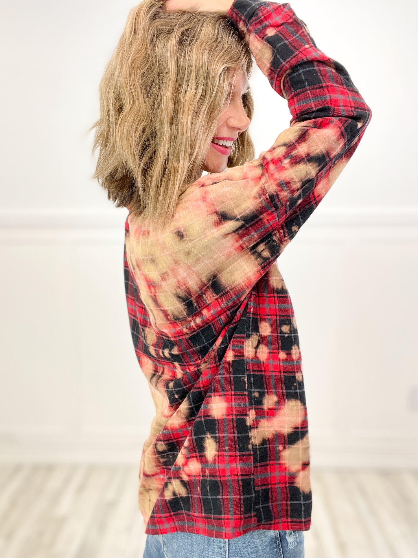 Long Sleeve Button Up Flannel Top