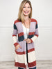 Long Sleeve Multi Color Block Open Front Cardigan