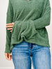 Cozy Knit V-Neck Long Sleeve Hoodie with Kangaroo Pocket