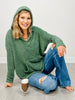 Cozy Knit V-Neck Long Sleeve Hoodie with Kangaroo Pocket