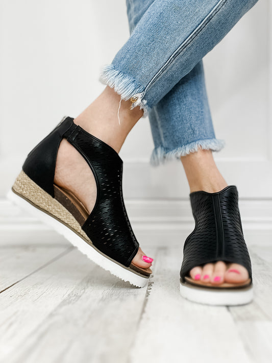 Corkys Sugar Momma Wedge Sandal in Black