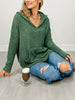 Cozy Knit V-Neck Long Sleeve Hoodie with Kangaroo Pocket