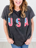 USA LETTER PATCHES VINTAGE WASHED SHORT SLEEVE TOP