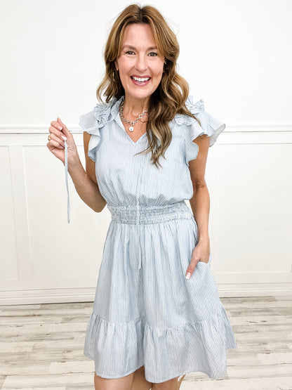 Ruffle Sleeve Dress with Smocked Waist