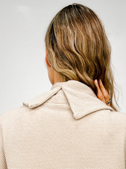 Long Sleeve Scoop Cowl Neck Knit Top
