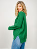 Cloudy Knit Round Neck Long Sleeve Top with Hi-Lo Hem