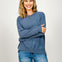 Cloudy Knit Round Neck Long Sleeve Top with Hi-Lo Hem