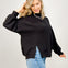 Cloudy Knit Mock Neck Cuffed Long Sleeve Top
