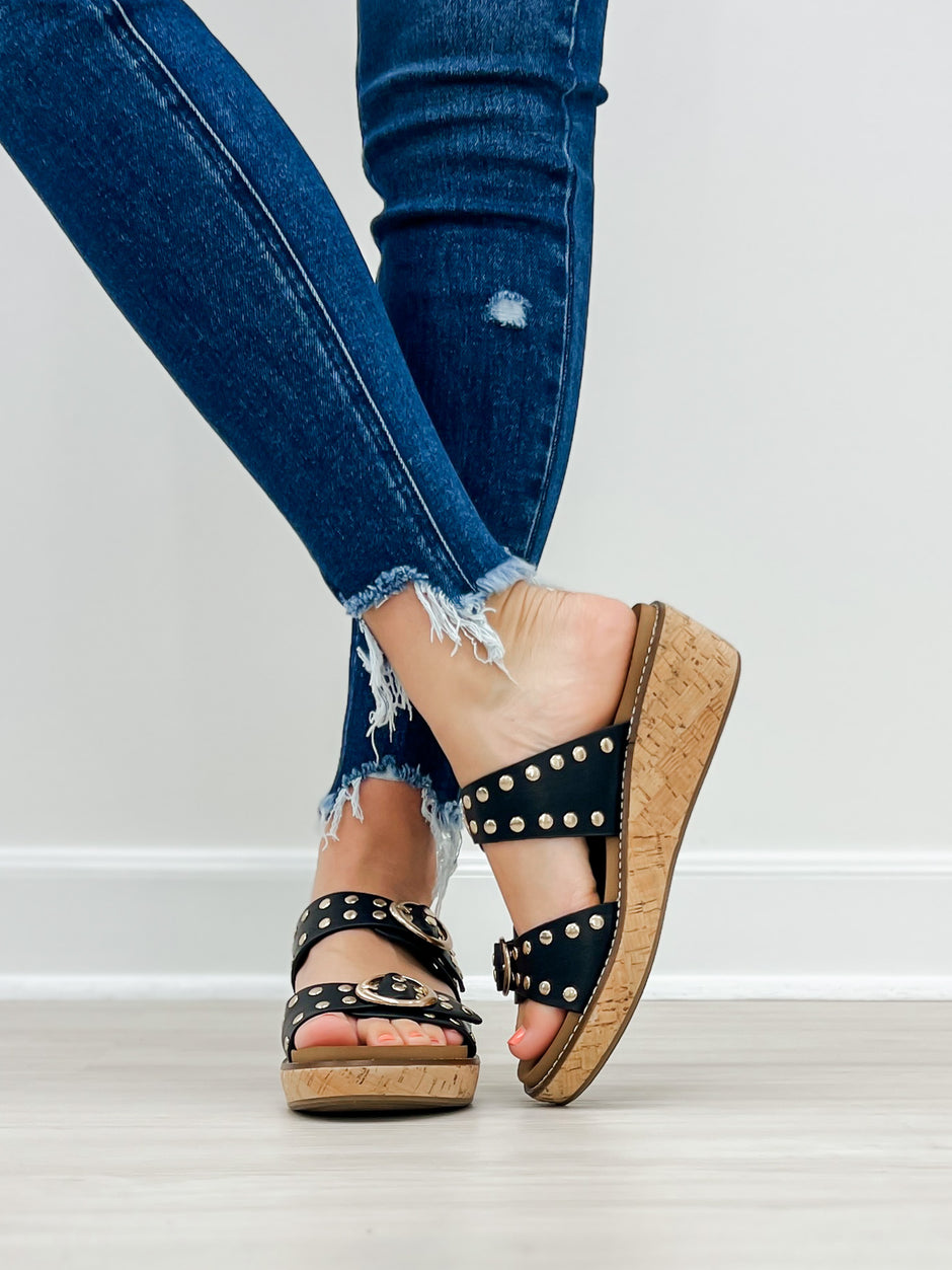 Corkys Told You So Double Buckle Sandals in Black