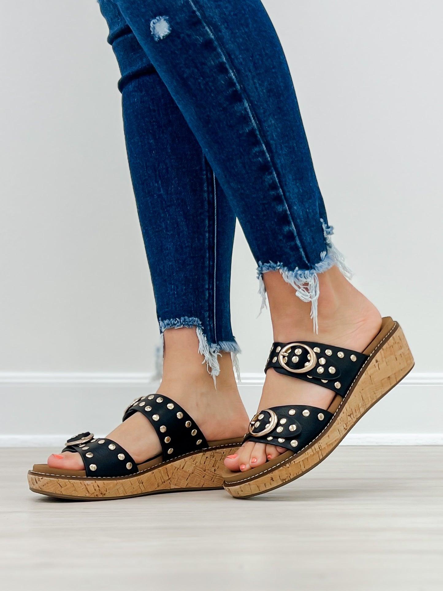 Corkys Told You So Double Buckle Sandals in Black