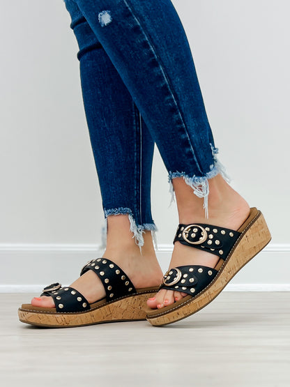 Corkys Told You So Double Buckle Sandals in Black