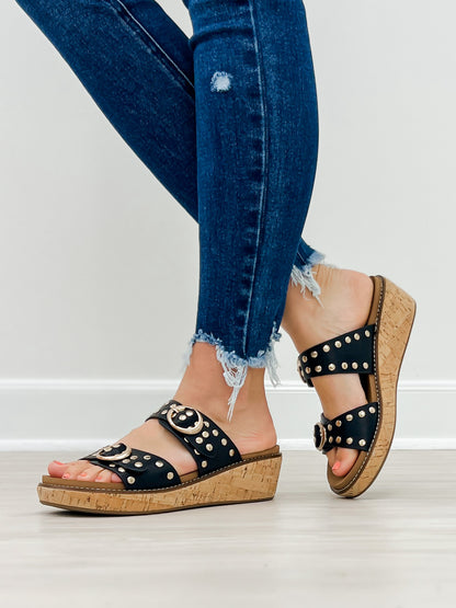 Corkys Told You So Double Buckle Sandals in Black