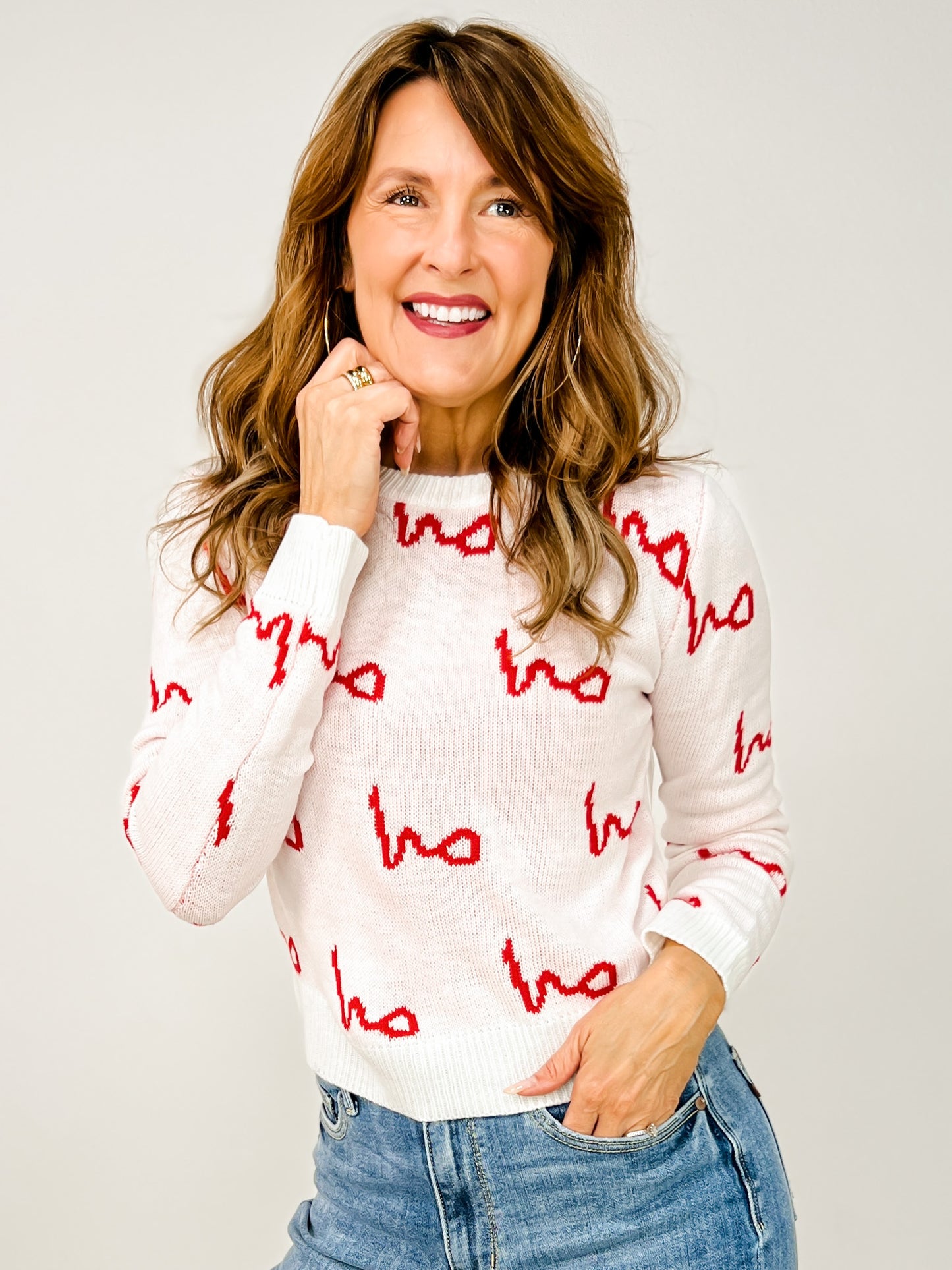 Ho-Ho-Ho Christmas Knitted Sweater Top