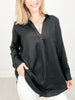 Long Sleeve Oversized Popover Linen Top