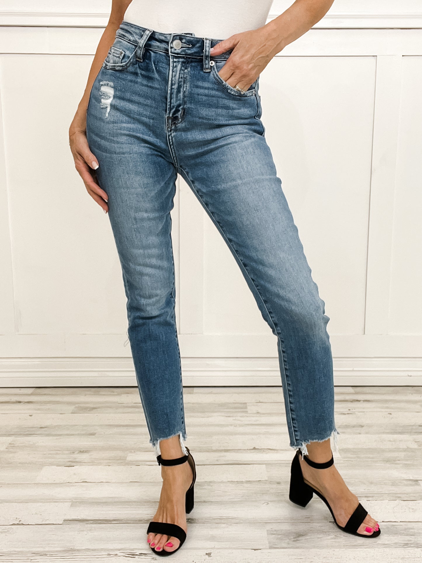MICA Denim Super High Straight Leg with Step Hem Jeans