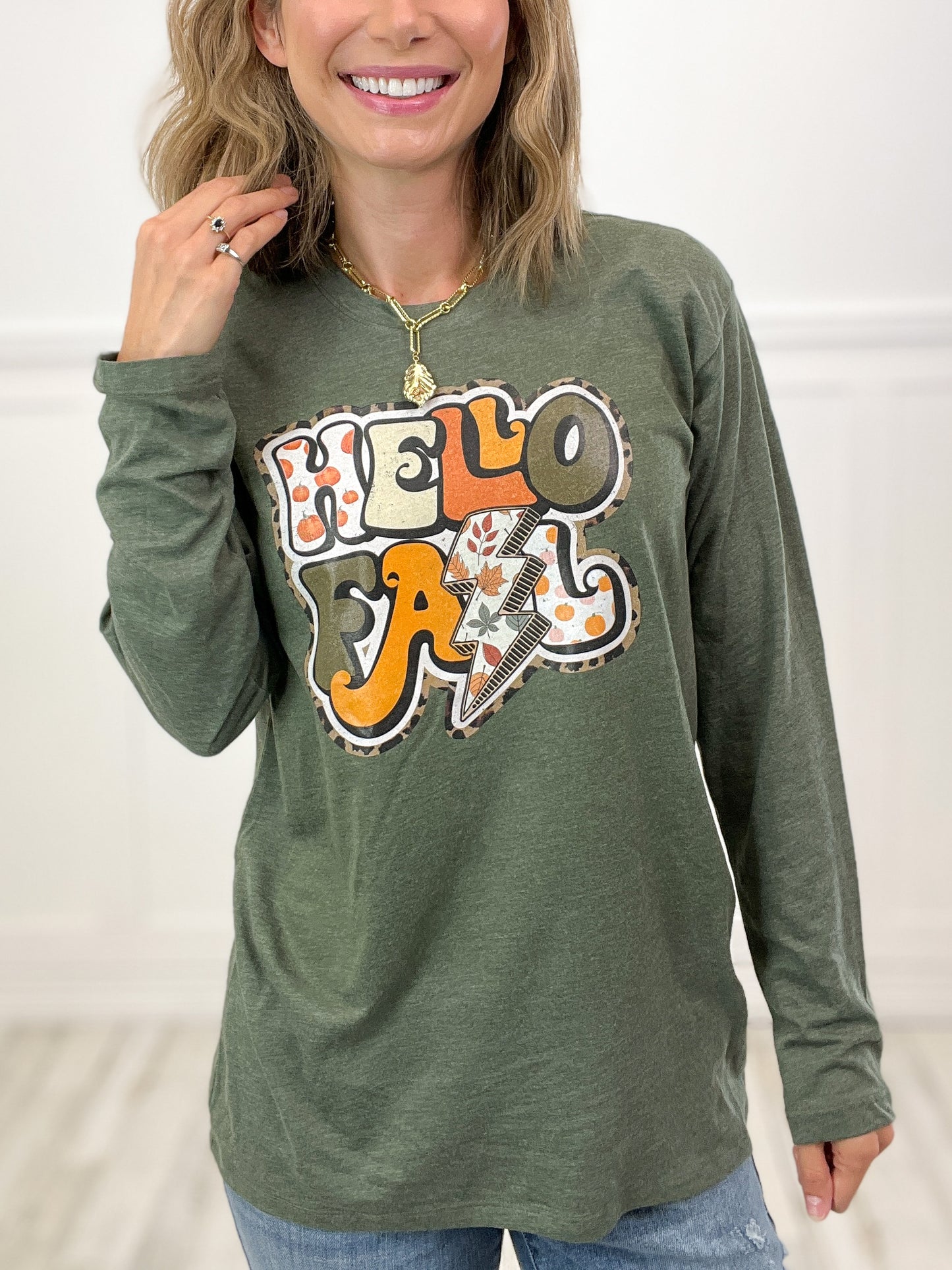 Hello Fall Long Sleeve Graphic Tee